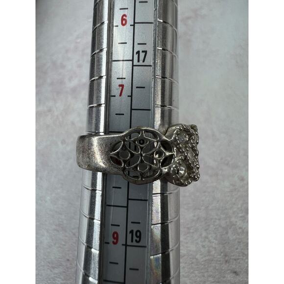 Vintage Women's Fashion Silver-Tone Cubic Zirconia Anniversary Cocktail Ring - 8 - Picture 4 of 6